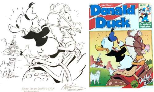 Mark de Jonge | Donald Duck HC DDDA 19 - Cousin Bruce McDuck - Signed Original Cover Page by Mark de Jonge - 26,9 cm x 27,6 cm - (1988) | Catawiki