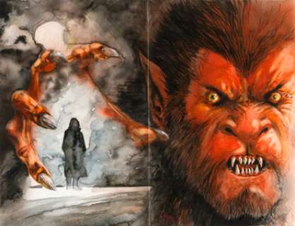 Leonardo Manco Werewolf by Night #1 Cover Original Art (Marvel, 1998). This savage wraparound cover by Leonardo -