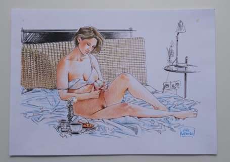 Luca Raimondo | Luca Raimondo - illustrazione originale "Sexy good morning" - Exemplaire unique - (2023) | Catawiki