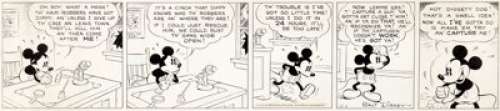 Floyd Gottfredson and Ted Thwaites (collectively as Walt Disney) Mickey Mouse Daily Comic Strip Original Art - | Heritage
