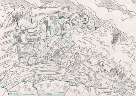 Julian Jordan | Scrooge McDuck - "Crossing The Frozen River" - Signed Original Artwork by Julian Jordan - 30 x 21 cm A4 | Catawiki