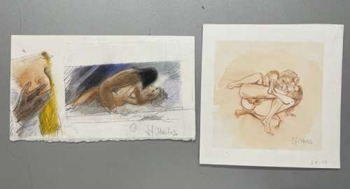 Charles, Jean-François | Charles - 2x Dessin original couleur préliminaire - Érotique - EO | Catawiki