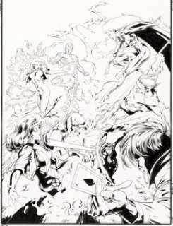 Gary Frank and Cam Smith Exiles vs. X-Men #0 Limited Super Premium Edition Original Cover Art (Malibu, 1995)....