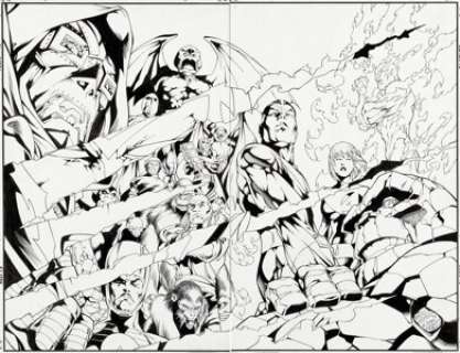 Carlos Pacheco and Bob Wiacek Fantastic Four #416 Wraparound Cover Original Art (Marvel, 1996)....