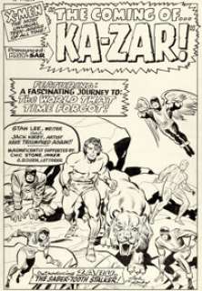 Jack Kirby and Chic Stone X-Men #10 Splash Page 1 Ka-Zar and Zabu Original Art (Marvel, 1965)....