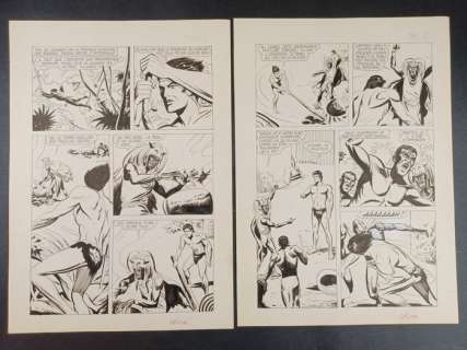 Jeva, Lino | Jeva, Lino - 2x Tavole Originali "Tarzan: Kadoum lo Stregone" - (1970) | Catawiki