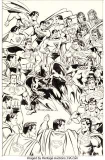 Bogdanove, Jon - Jon Bogdanove and Dennis Janke Hero Illustrated Zero Hour Pin-Up Illustration Batman and Superman Original Art (Wa...