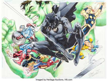 Various comic artists sketches (name artists) - Various Artists Marvel Jam Illustration Original Art (2013)....