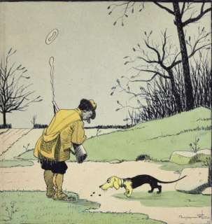 Benjamin Rabier | Le chasseur et son chien Encre de chine et encres de couleurs | Coutau Bégarie