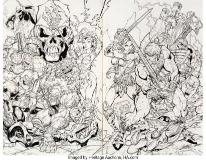 Campbell, J. Scott - J. Scott Campbell and Tim Townsend Masters of the Universe #1 Wraparound Variant Cover Original Art (Image, 2002)....