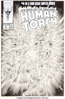 Buckler, Rich - Rich Buckler and Romeo Tanghal Saga of the Original Human Torch #4 Cover Original Art (Marvel, 1990)....
