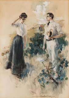 HOWARD CHANDLER CHRISTY (1872-1952) "In the Field: He felt that he must take her in his arms . . ." [SCRIBNER’S / GOLF / WOMEN] | Swann Galleries