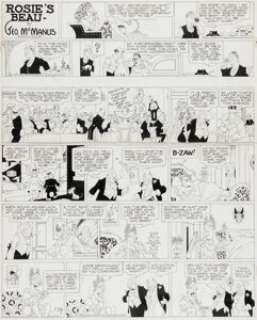 McManus, George - George McManus Bringing Up Father and Rosie‘s Beau Sunday Comic Strip Original Art dated 1-24-1943 (Ki...