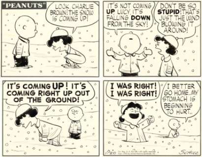 Schulz, Charles | Charles Schulz Peanuts Daily Comic Strip Original Art dated 1-20-1955 Separate Panels Group of 4 (United Feature S... (Total: 4 Original Art) | Heritage