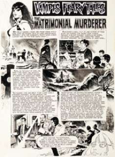 Auraleon, Rafael - Rafael Aura León (as AURALEÓN) Vampirella #20 Inside Front Cover Complete 1-Page Story "The Matrimonial Murderer" ...
