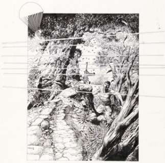 Franz (Franz Drappier) Thomas Noland, Les Naufragés de la Jungle #4 Cover Project Original Art (Dargaud, 1989)....