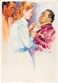 Key Largo by Luigi Martinati (Warner Brothers, 1948), Signed Italian Mixed Media Artwork on Illustration Paper for First-release Italian Posters. | Heritage