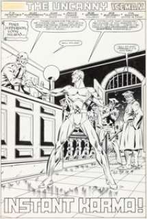 Alan Kupperberg and Mike Gustovich Iceman #2 Splash Page 3 Original Art (Marvel, 1985).