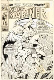 Sal Buscema and Mike Esposito Sub-Mariner #26 Red Raven Cover Original Art (Marvel, 1970). | Heritage