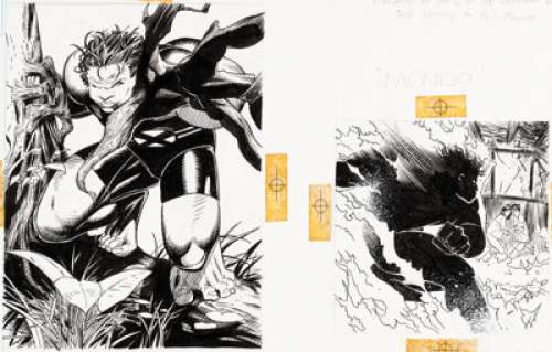 Chris Bachalo 1994 Marvel Universe #107 Mondo Generation X Trading Card Illustrations Original Art (Fleer/Marvel, 1994).