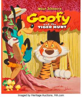 Samuel Armstrong Goofy and the Tiger Hunt Cover Original Art (Whitman, 1954). | Heritage