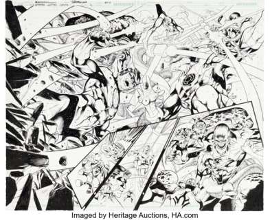 Rafa Sandoval and Jordi Tarragona Hal Jordan and the Green Lantern Corps #3 Double Page Spread 6-7 Original Art (DC, 2016).