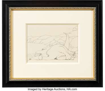 Winsor McCay - Gertie the Dinosaur (McCay, 1914), Gertie Animation Drawing Original Art. | Heritage