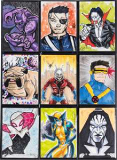 2018 Skybox Marvel Masterpieces - Group of 9 Original 1/1 Sketch Cards | Heritage