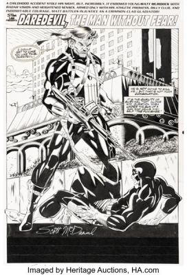 Scott McDaniel and Bud LaRosa Daredevil #309 Punisher Splash Page 5 Original Art (Marvel, 1992).