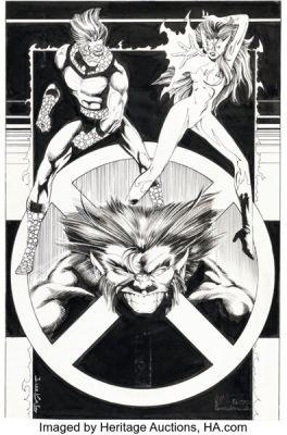 Jae Lee and Chris Ivy Marvel Comics Presents #85 Beast and New Warriors Back Cover Original Art (Marvel, 1991). (Total: 2 Items)