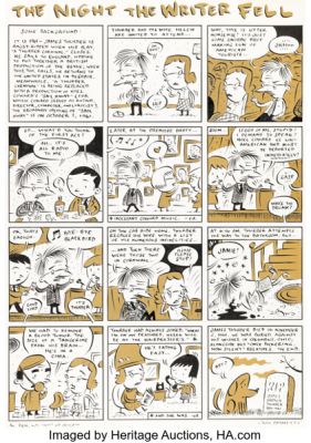 Ivan Brunetti Misery Loves Comedy "The Night The Writer Fell" Complete 1-Page Story Original Art (Fantagraphics, 2007).