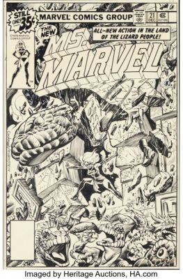 Dave Cockrum and Joe Rubinstein Ms. Marvel #21 Cover Original Art (Marvel, 1978).
