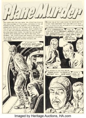 Reed Crandall Crime SuspenStories #20 "Plane Murder" Complete 7-Page Story Original Art (EC, 1953). (Total: 7 Original Art)