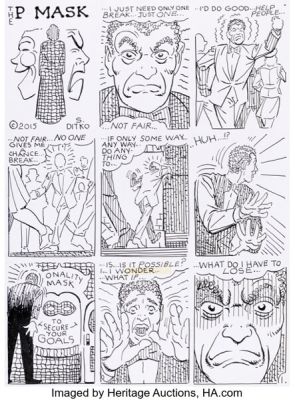 Steve Ditko #22 #22 "The P Mask" Complete 7-Page Story Original Art (Robin Snyder and Steve Ditko, 2015). (Total: 7 Original Art) | Heritage