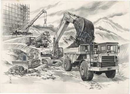 Masami Watanabe Hand-Drawn Illustration "Working Cars" | Mandarake (Big Web)