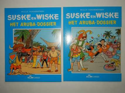 Suske en Wiske - 2x Het Aruba-dossier - 1 cover-misdruk op 100 ex. + 1 reguliere cover met opdrachttekening - Broché - EO - (1994) | Catawiki
