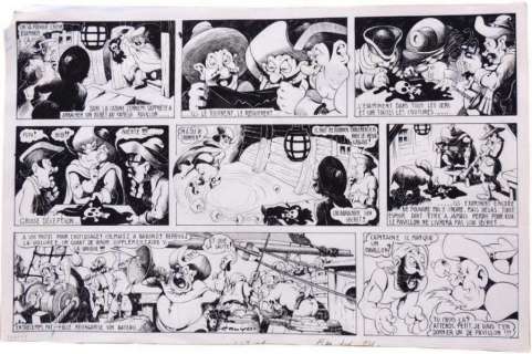 Calvo | Â«Pat-Folle Capitaine CorsaireÂ». Encre de Chine noire pour la planche | Tessier Sarrou