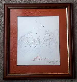 Sempé, Jean-Jacques - 1 Dessin original dédicacé - Les Joueurs d’échecs - 1984 | Catawiki