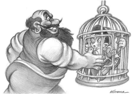 Joan Vizcarra - 1 Original drawing - Pinocchio & Stromboli | Catawiki