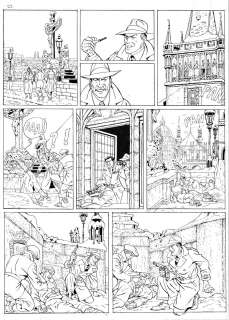 Planche originale 22 de Harry Dickson Les gardiens du diable par Philippe CHAPELLE