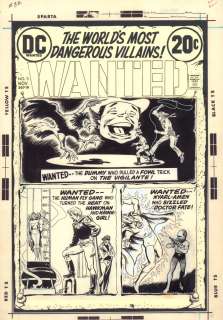 Nick Cardy | Wanted, the World’s Most Dangerous Villains #3 Cover - Vigilante, Stuff, the Dummy, Hawkman, Hawkgirl, John Rotor, Doctor Fate, & Nyarl-Amen - 1972 | Anthony’s Comic Book Art