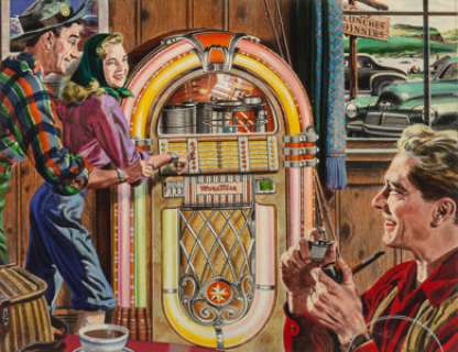 Albert Dorne (American, 1904-1965) - It‘s Fun to Play, Wurlitzer advertisement Gouache on board 10-3/4 x 14 inches (27....