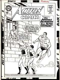 Curt Swan George Klein - Action Comics #315 Cover (Superman Trying To Stop the Evil Super-Twins: Zigi & Zagi!) Large Art - 1964