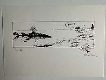 Franquin, André - 1 Silkscreen - Les Idées Noires - Le Requin - 1989 | Catawiki