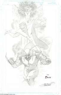 Jean Jacques Dzialowski - X-Men Pin-Up Original Art (2004).  Face front, true believers! Phoenix, Nightcrawler, -