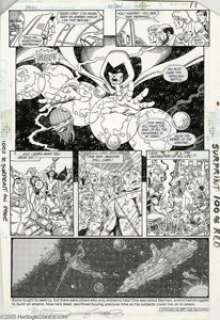 George Perez and Jerry Ordway - Crisis on Infinite Earths #10, page 9 Original Art (DC, 1986). Marv Wolfman -