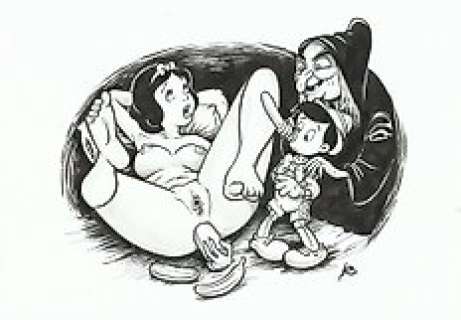 Ramis - 1 Original drawing - sexy girl - Snow White and Pinocchio - Pleasure | Catawiki