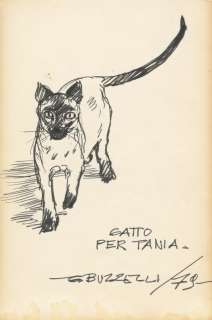 Buzzelli (Raoul) - Illustration au feutre représentant un chat…