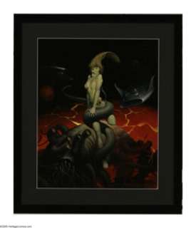 Ken Kelly - Eerie #60 Cover Original Art (Warren, 1974). "The Manhunters Search the Stars For the Captive - | Heritage