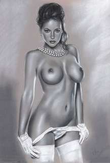 Ela | Illustration aux crayons pastel blanc et au… | Millon